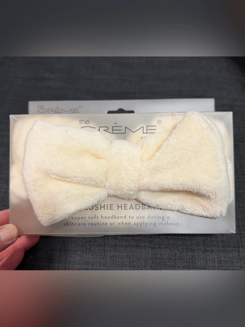 The Crème Shop Plush Bow Headband in Cream